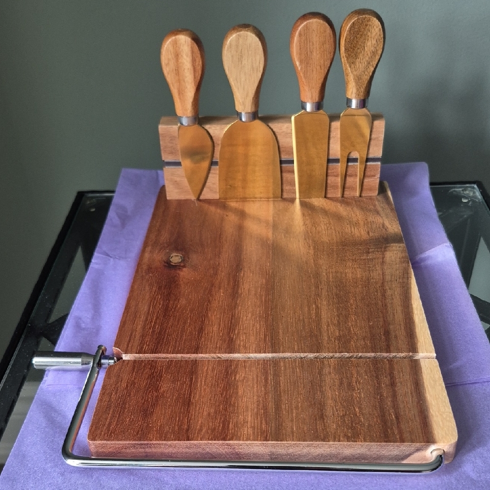 Wooden Cheese Board Set with Utensils